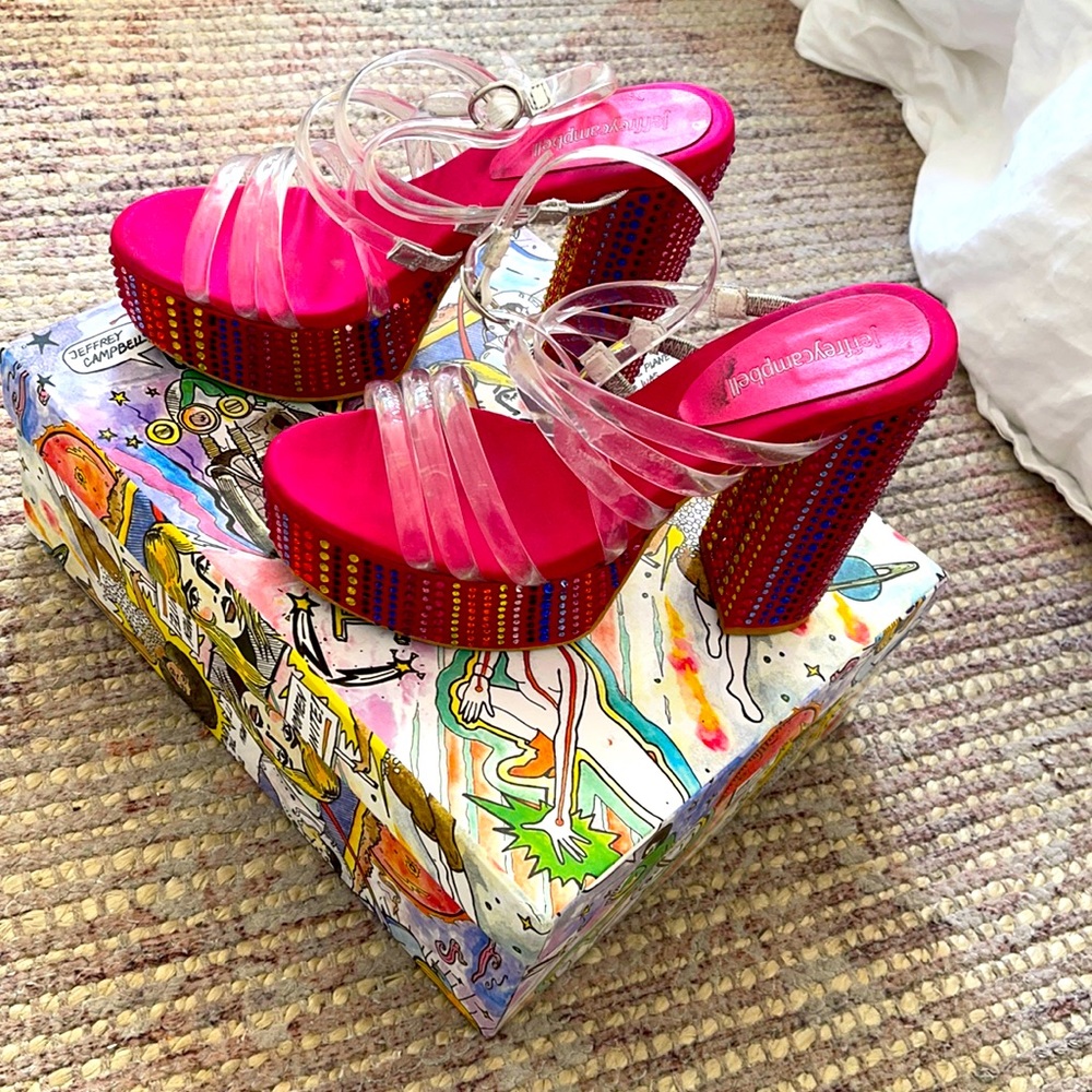 Jeffrey Campbell rhinestone platforms heels
